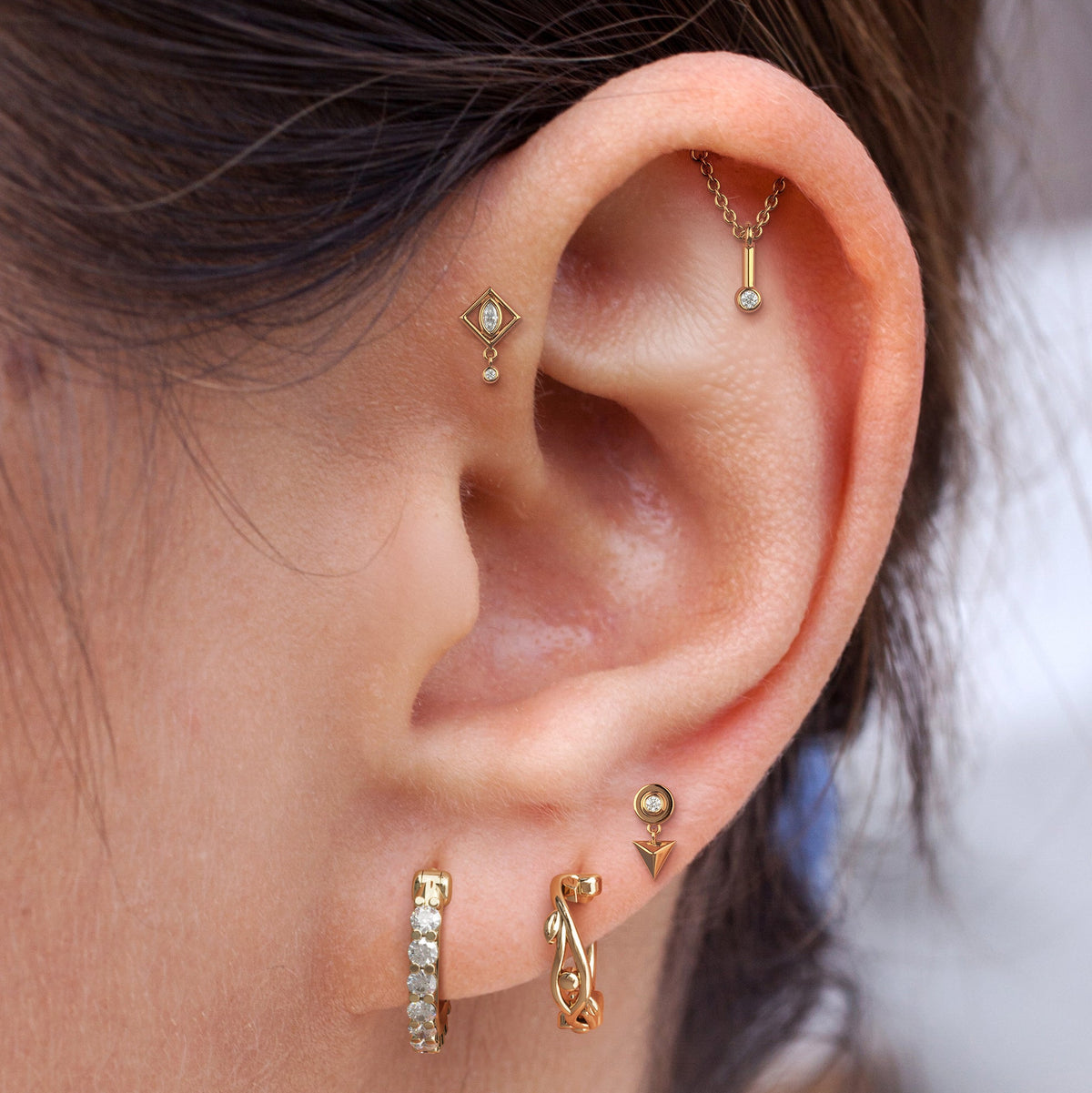 14K Gold Diamond Tavi Threadless End