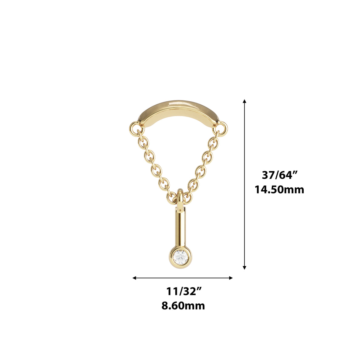 14K Gold Diamond Mira Threadless End