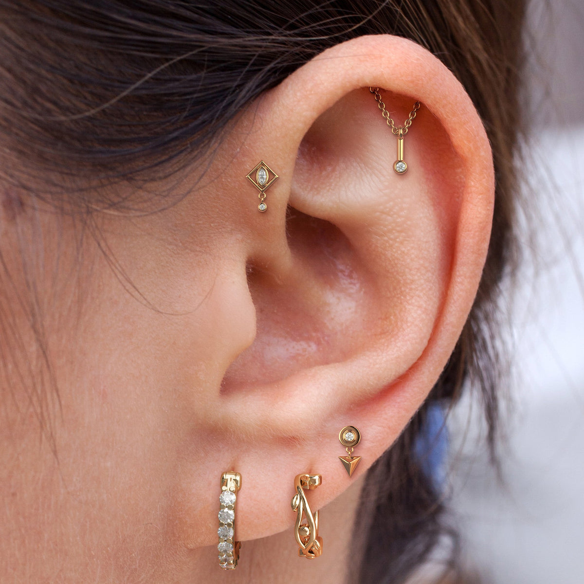 14K Gold Diamond Mira Threadless End