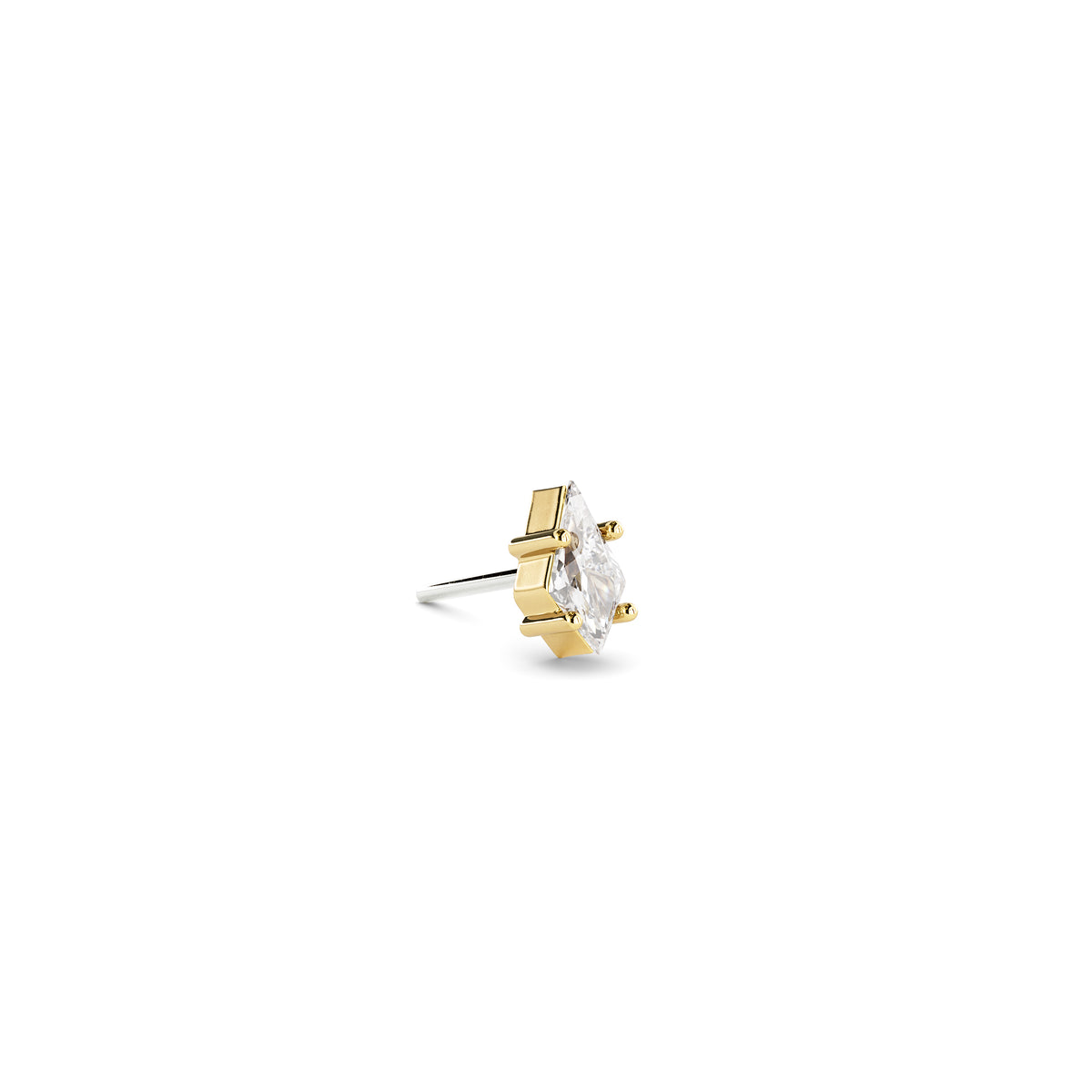 14K Gold Kite Cut Diamond Threadless End