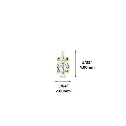 14K Gold Kite Cut Diamond Threadless End