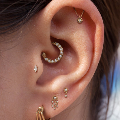 14K Gold Kite Cut Diamond Threadless End