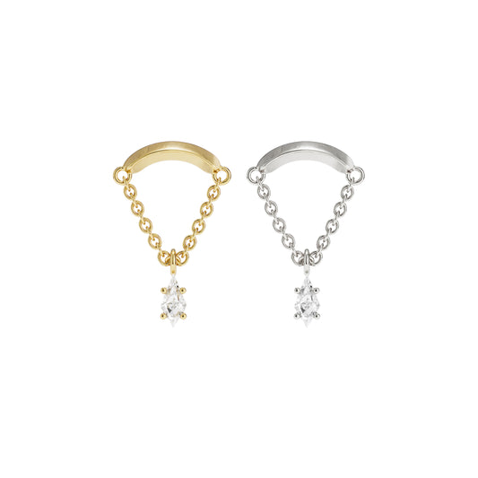 14K Gold Kite Cut Diamond Chain Threadless End