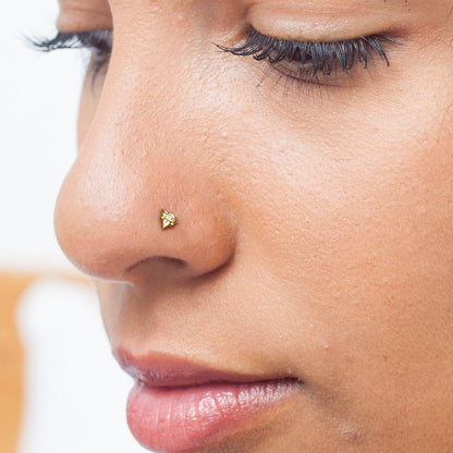 Solid Gold Diamond Floral Mandala Nose Pin