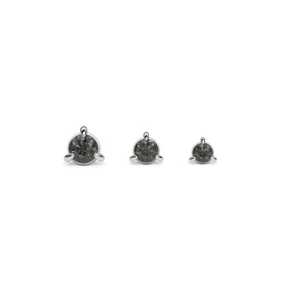 14K Gold 3-Prong Black Diamond Threadless End