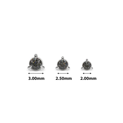 14K Gold 3-Prong Black Diamond Threadless End
