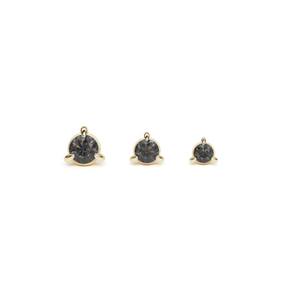 14K Gold 3-Prong Black Diamond Threadless End