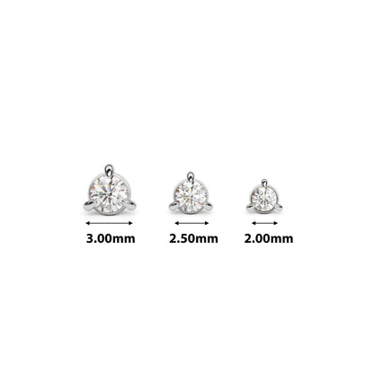 14K Gold 3-Prong Diamond Threadless End