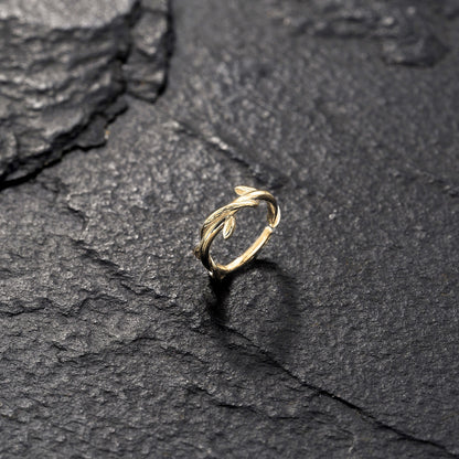 Solid Gold Grecian Leaf Seamless Hoop