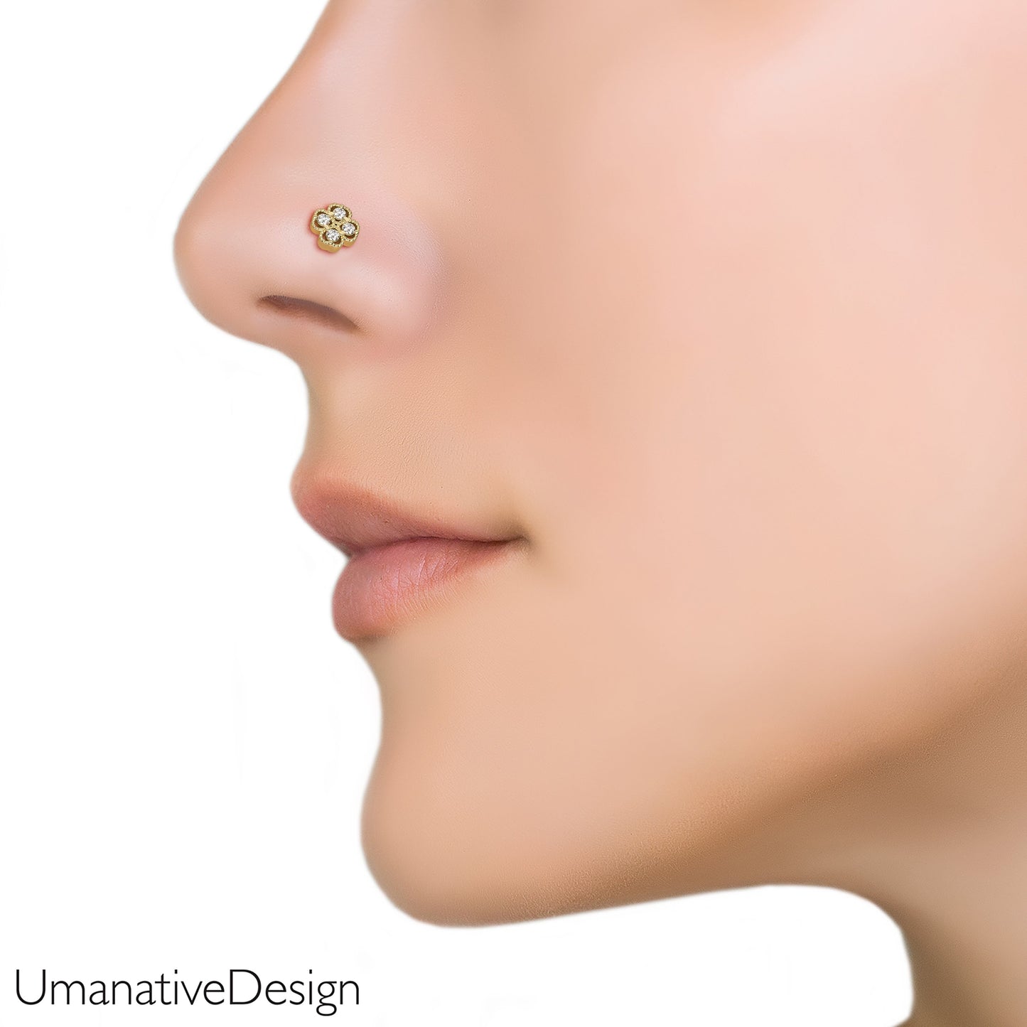 14K Gold Diamond Nose Stud