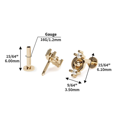 14K Gold Double Diamond Stud