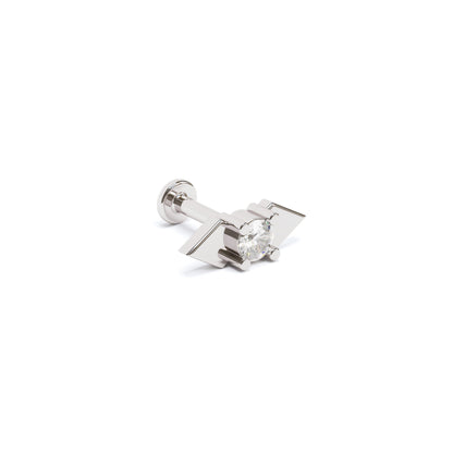 14K Gold Diamond Double Spike Stud