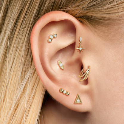 14K Gold Tiny Diamond Climber Stud