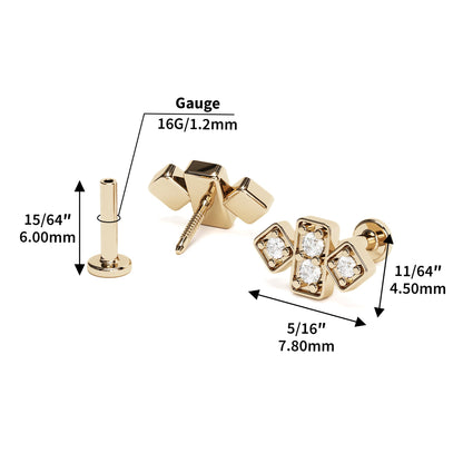 14K Gold Diamond Geometric Stud