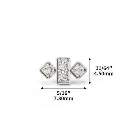 14K Gold Diamond Geometric Stud