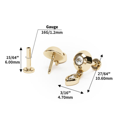 14K Gold Marquise Diamond Dangle Stud