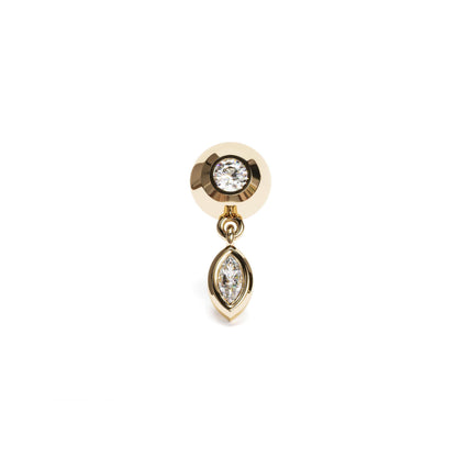 14K Gold Marquise Diamond Dangle Stud