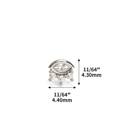 14K Gold Marquise Round Diamond Sunrise Stud