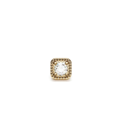 14K Gold Diamond Granule Square Stud