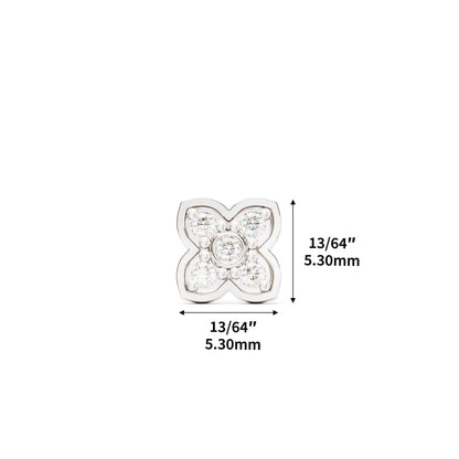 14K Gold Diamond Clover Stud