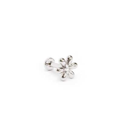 14K Gold Diamond Flower Stud