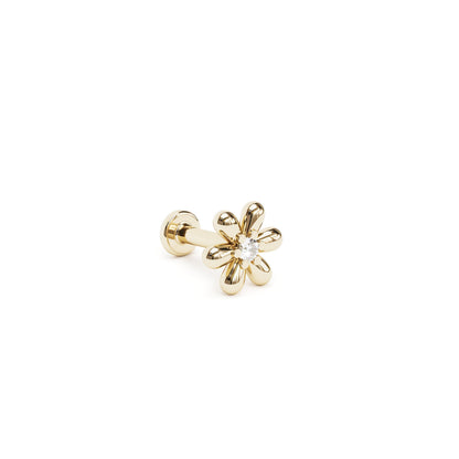 14K Gold Diamond Flower Stud
