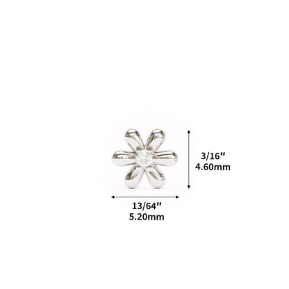 14K Gold Diamond Flower Stud