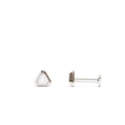 14K Gold Diamond Triangle Stud