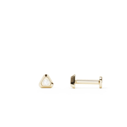 Tiny 14K Gold Diamond Triangle Stud