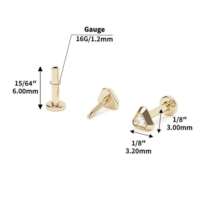 Tiny 14K Gold Diamond Triangle Stud