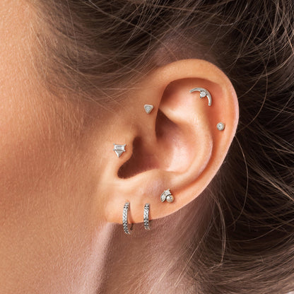 Tiny 14K Gold Diamond Triangle Stud