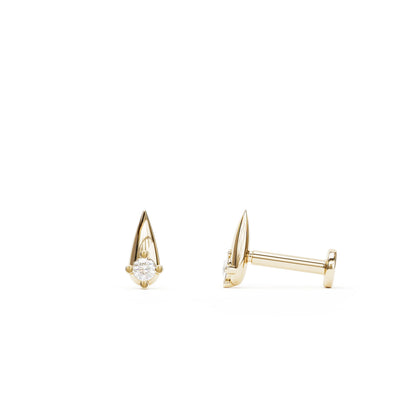 Tiny 14K Gold Minimalist Diamond Spike Stud