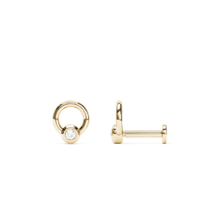 14K Gold Bezel-Set Diamond Open Circle Stud