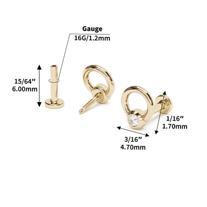 14K Gold Bezel-Set Diamond Open Circle Stud