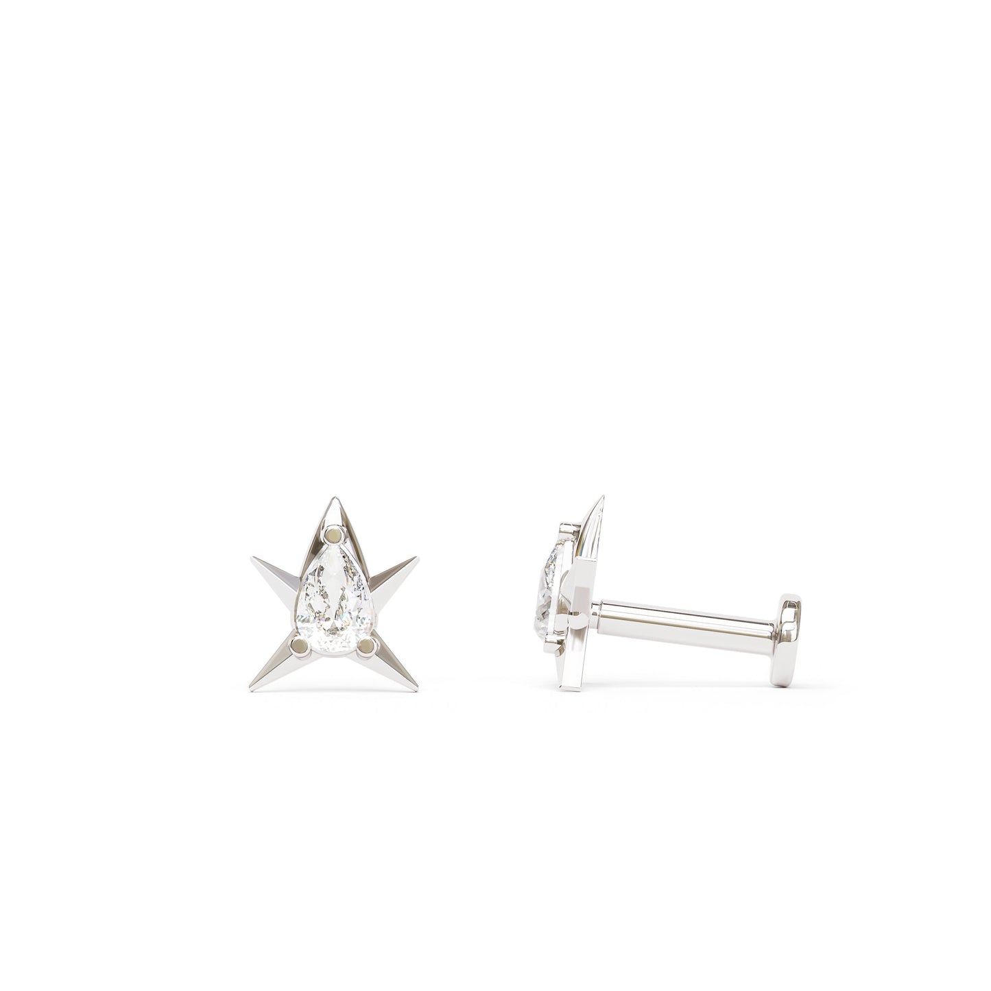 14K Gold Pear-Cut Diamond Star Stud