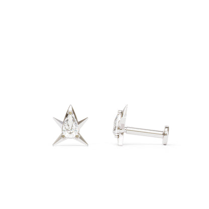 14K Gold Pear-Cut Diamond Star Stud