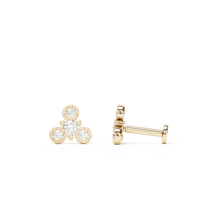 14K Gold Diamond Wheel Stud