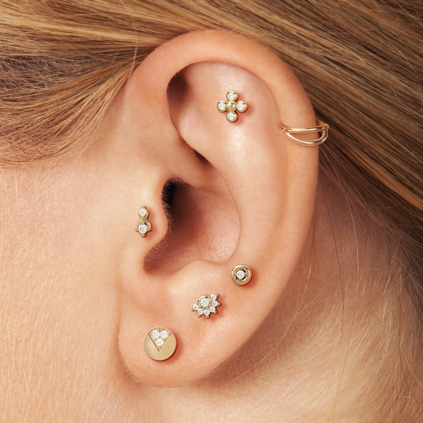 14K Gold Bezel-Set Diamond Stud