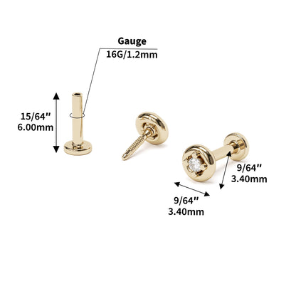 14K Gold Diamond Solitaire Stud
