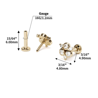 14K Gold Diamond Cluster Stud