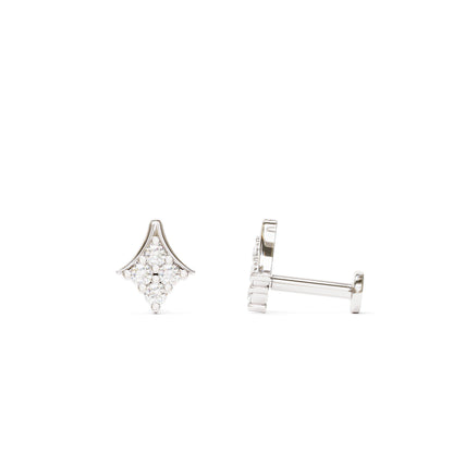 14K Gold Diamond Rhombus Stud