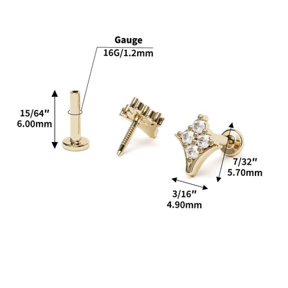 14K Gold Diamond Rhombus Stud