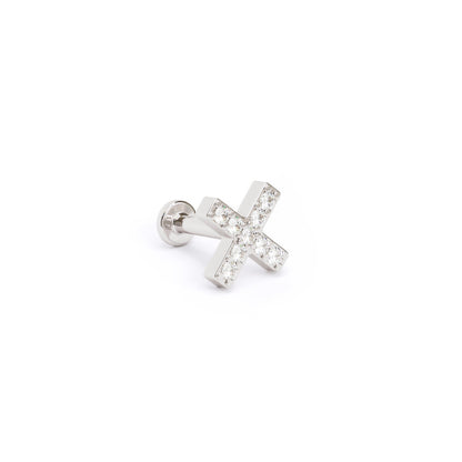14K Gold Diamond X Stud