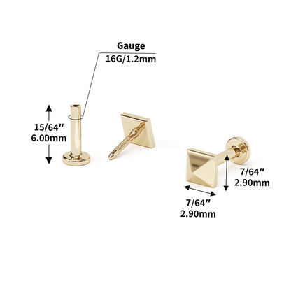 14K Gold Pyramid Stud