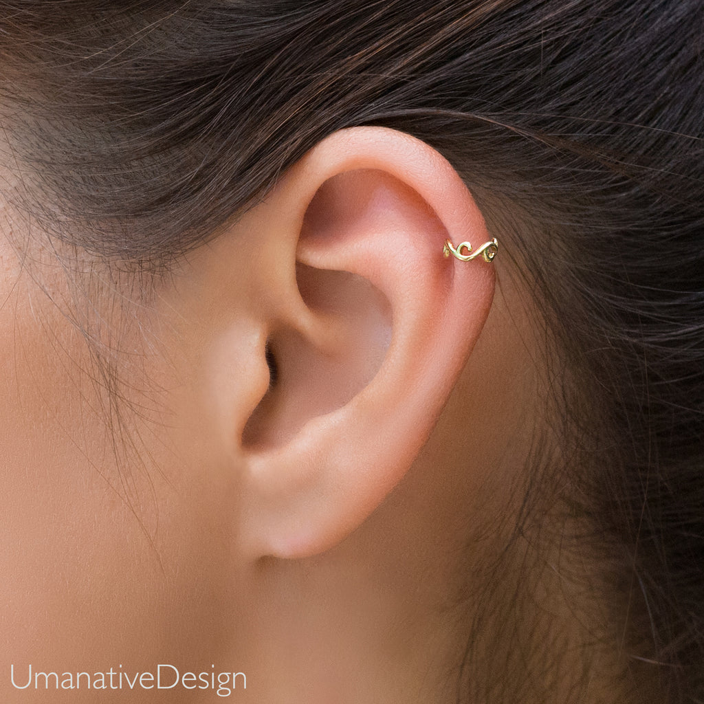 14k White Gold Celtic Cartilage Earring Gold Helix Piercing , Ear Piercing  , Helix Stud , Cartilage Piercing , 14k Gold Helix Earring - Etsy