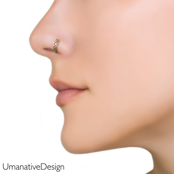 COMBO of 2 Circular Silver Designer Nose Ring - SHREEVARAM - 3619168